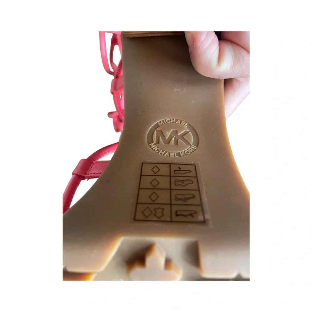 Michael Kors Vero Lug Leather Strappy Platform Sandal Coral Red Women’s 9